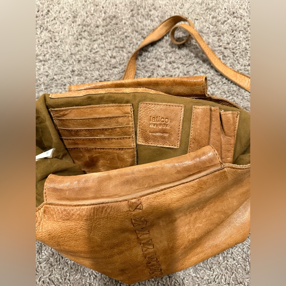 Latico Made in USA Genuine Leather  Crossbody Tote Bag - Picture 8 of 12